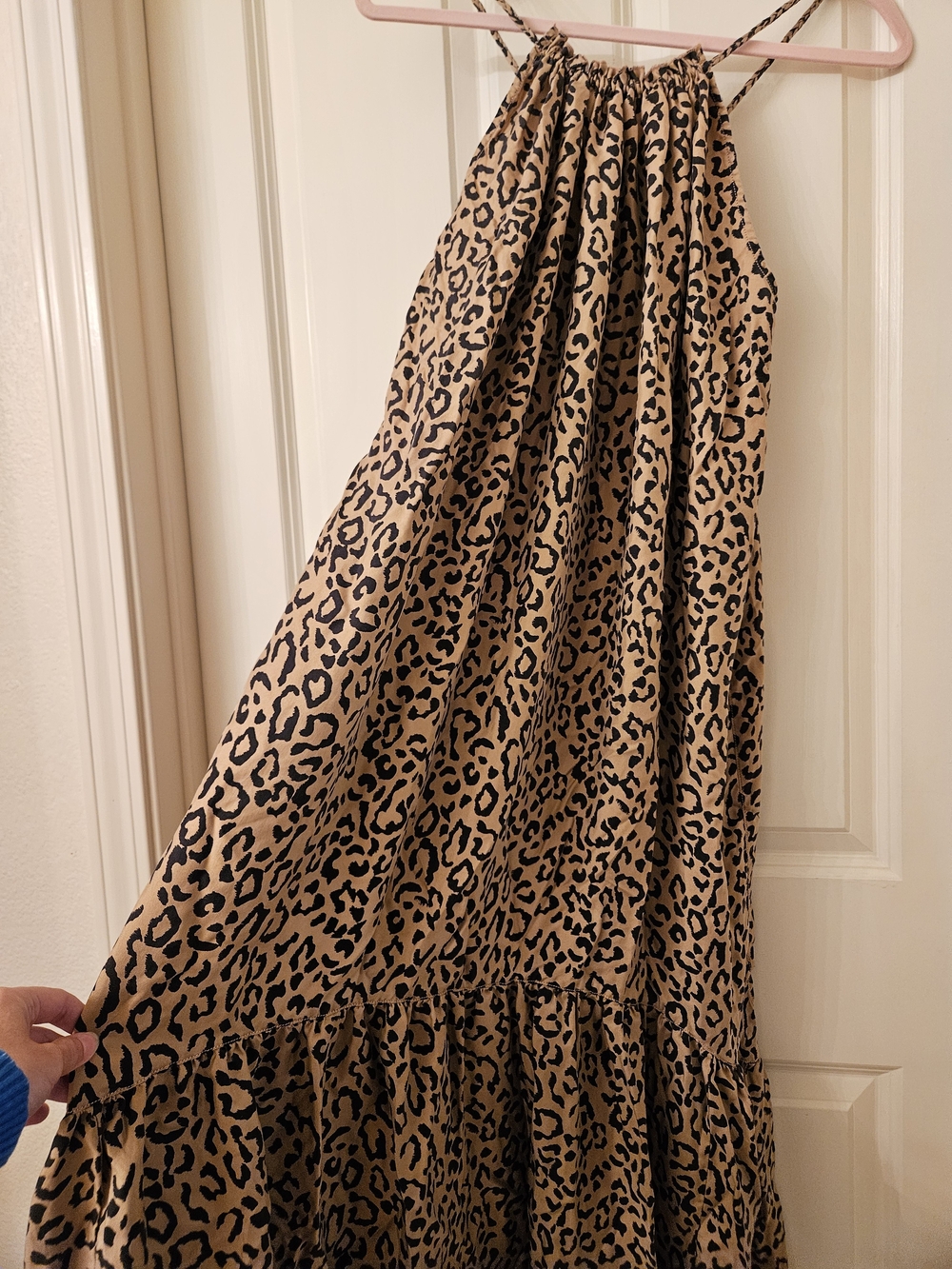 Unsubscribed XS Leopard Print Tiered Maxi Skirt - Beige/Black 100%silk